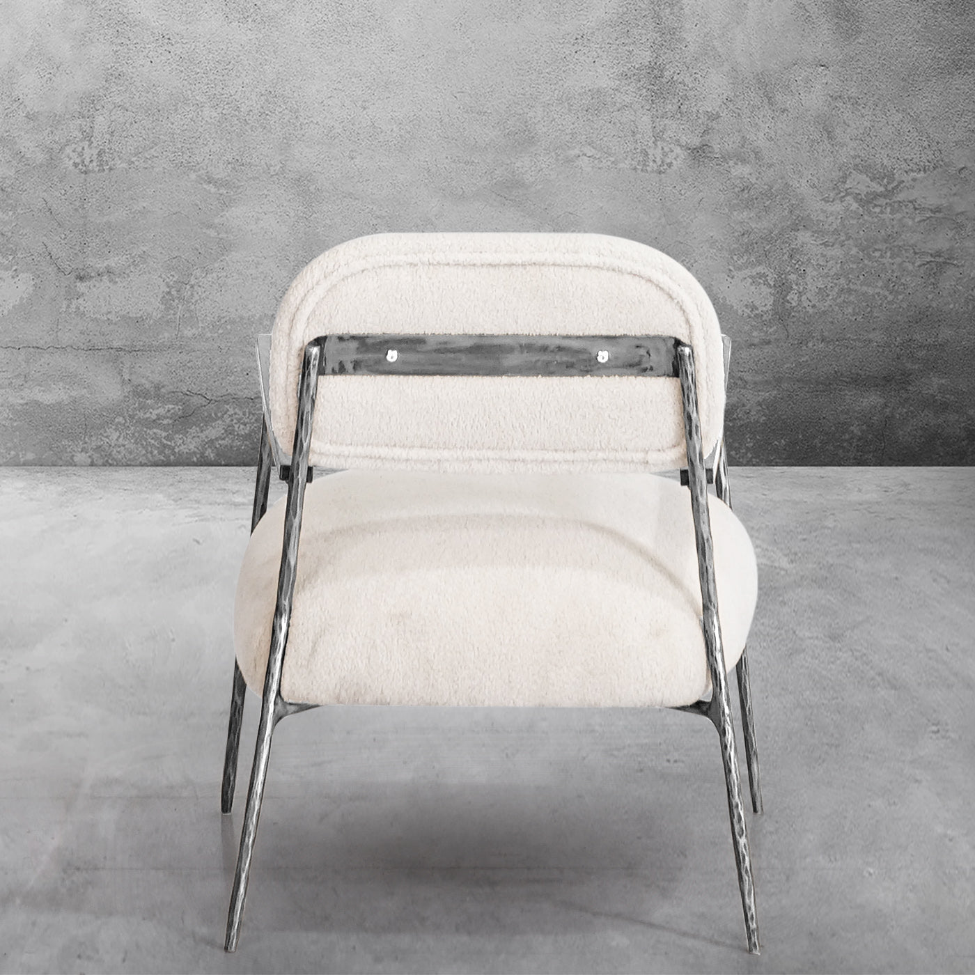 Hand-Forged Metal White Pure Wood Handrail Chair