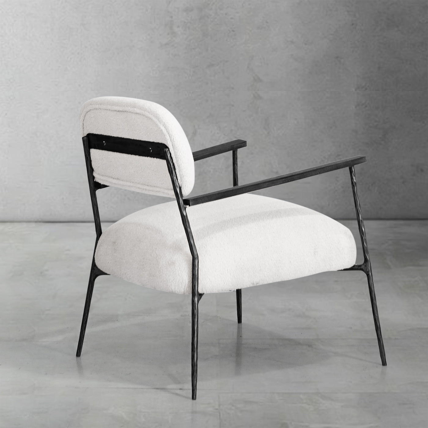 Hand-Forged Metal White Pure Wood Handrail Chair