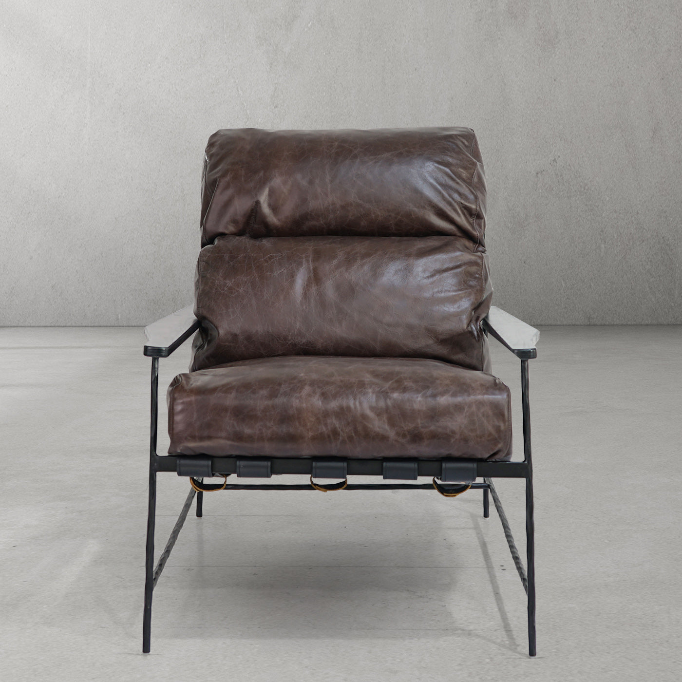 Hand-Forged Metal Leather Armchair