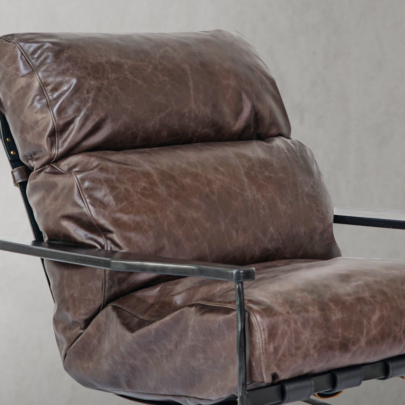 Hand-Forged Metal Leather Armchair