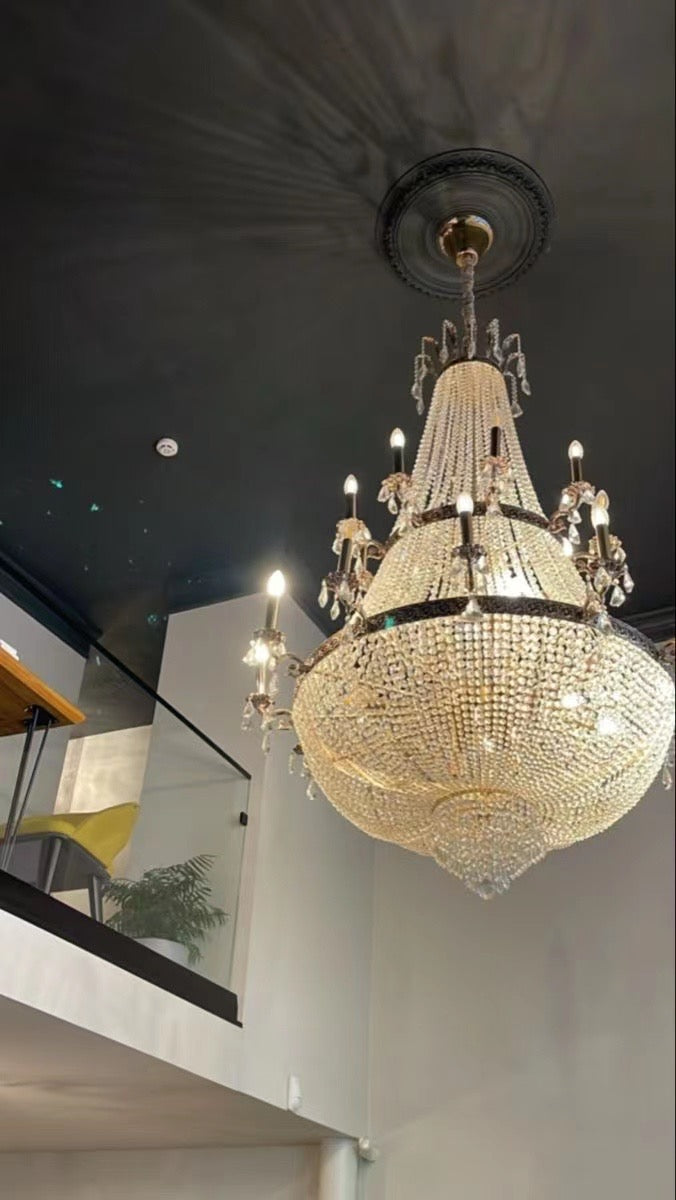 Oversized Luxury Double-layers Golden French Style Crystal Chandelier