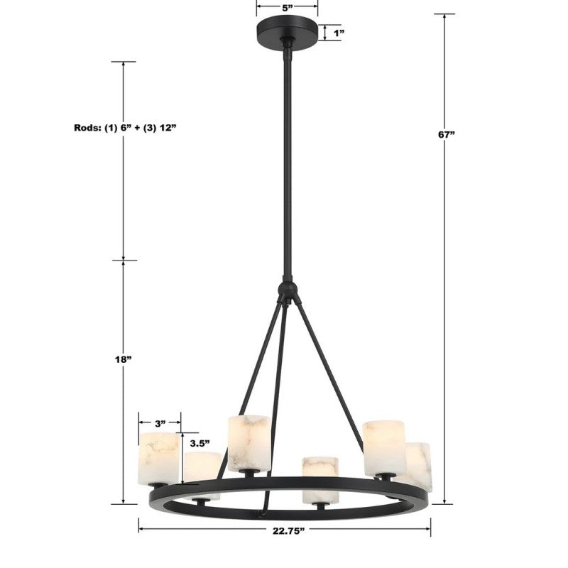 Oragen 6 Light Chandelier Alabaster