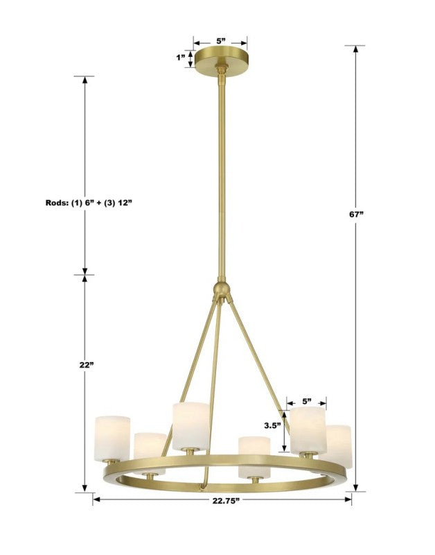 Oragen 6 Light Chandelier Alabaster
