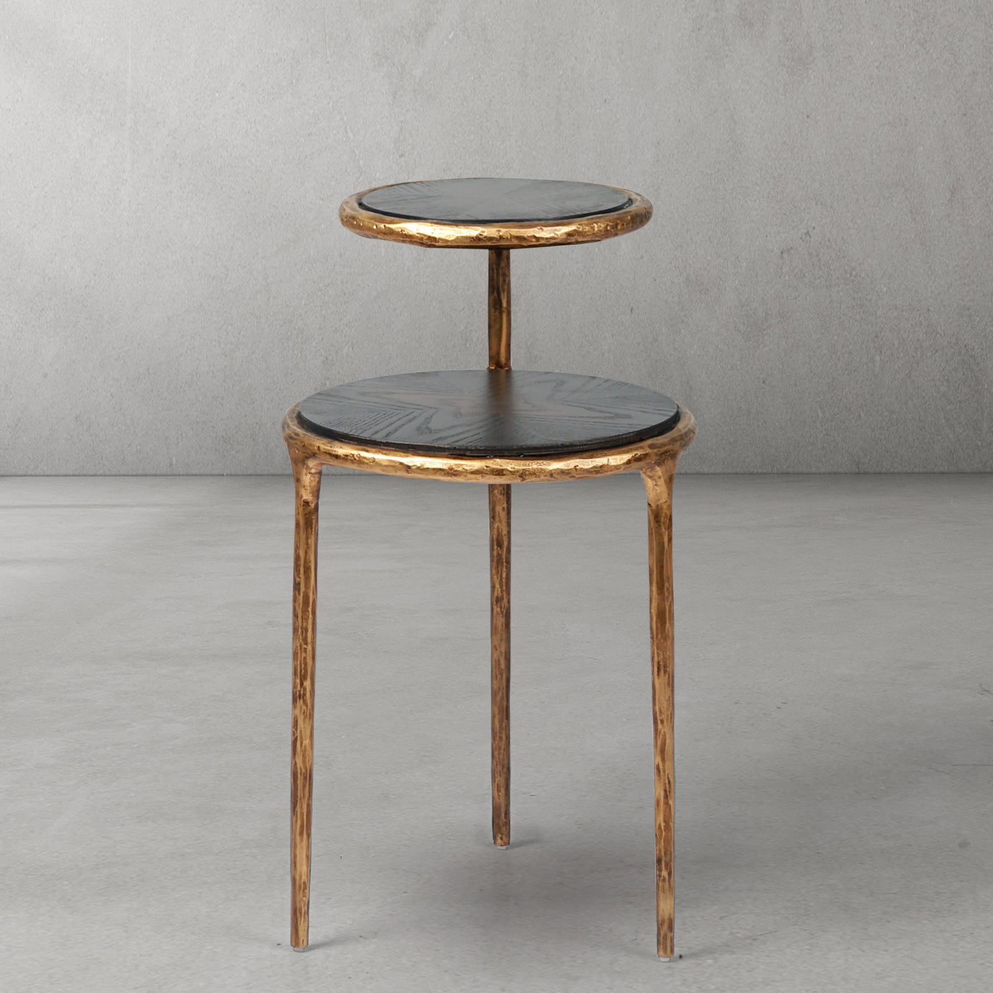 Hand-Forged Metal Tiered Accent Table
