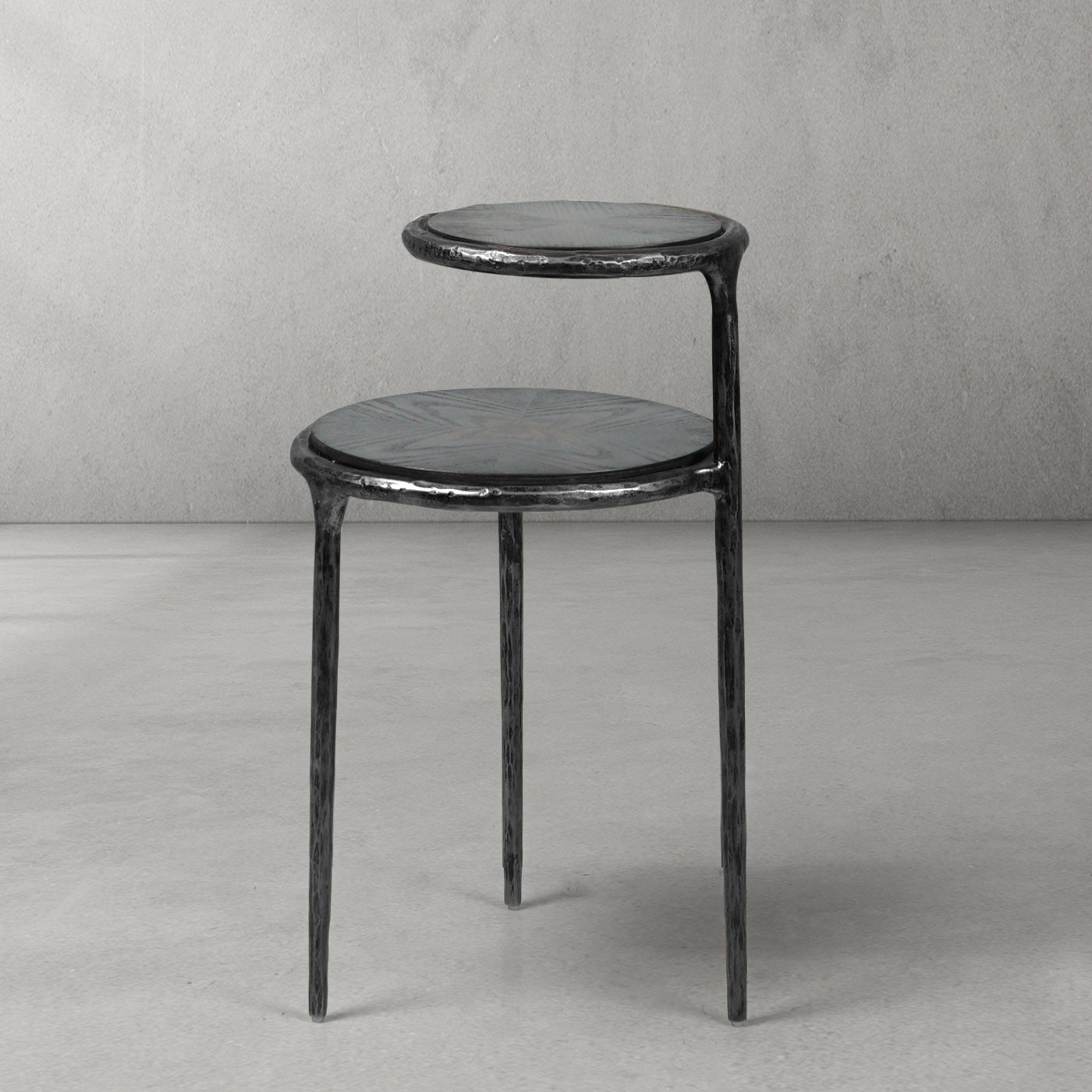 Hand-Forged Metal Tiered Accent Table