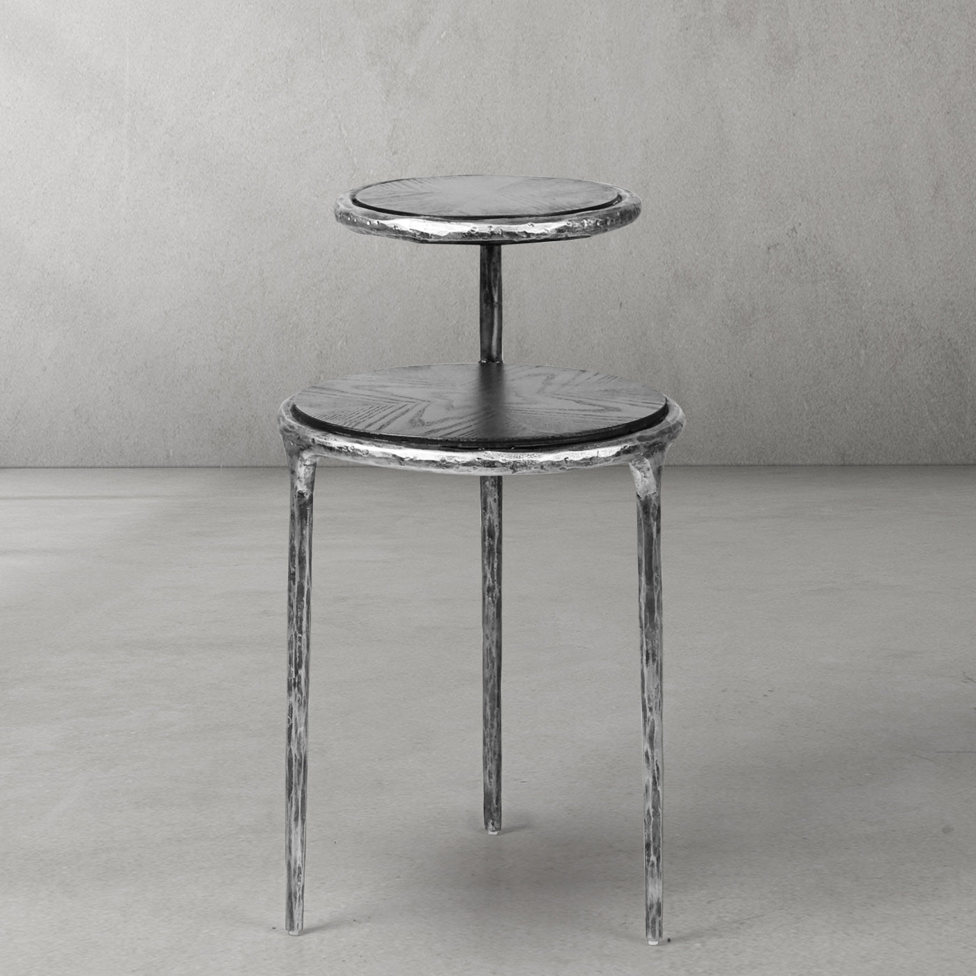 Hand-Forged Metal Tiered Accent Table