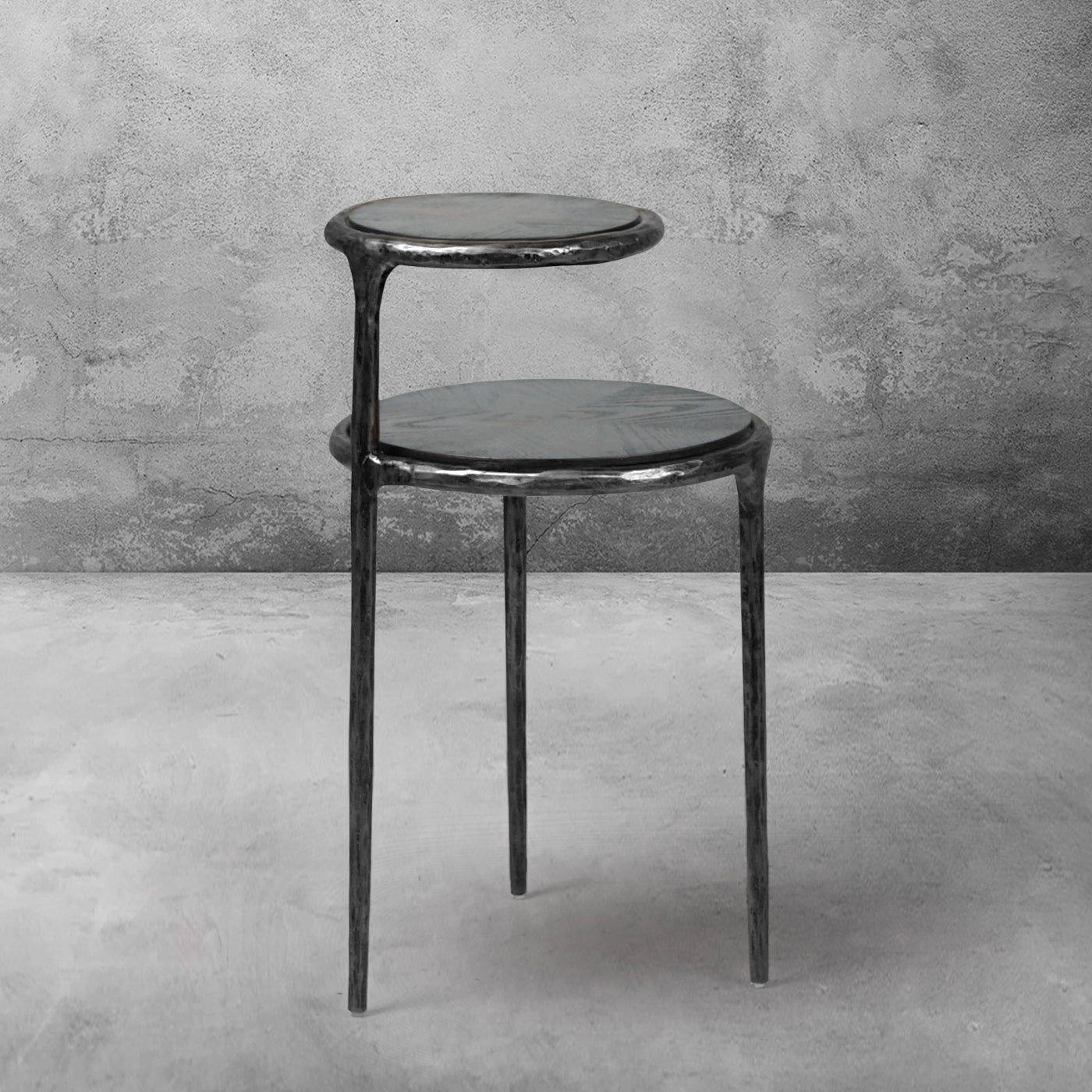 Hand-Forged Metal Tiered Accent Table