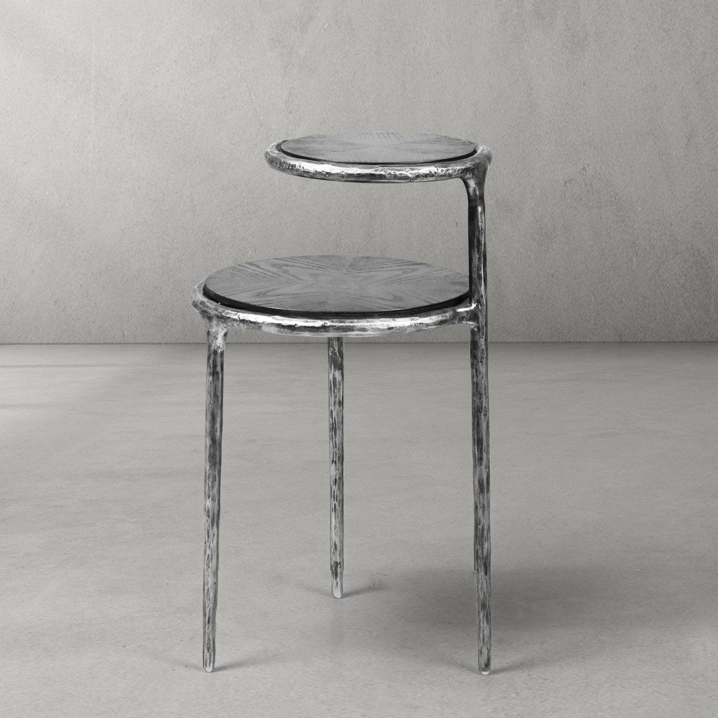 Hand-Forged Metal Tiered Accent Table