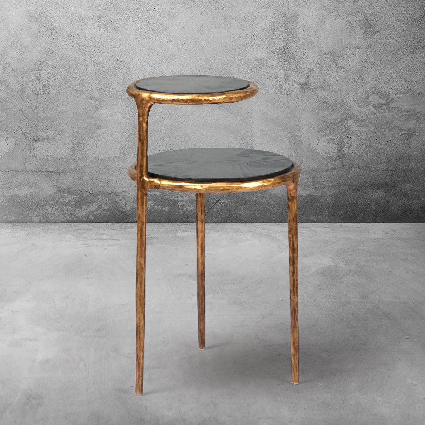 Hand-Forged Metal Tiered Accent Table