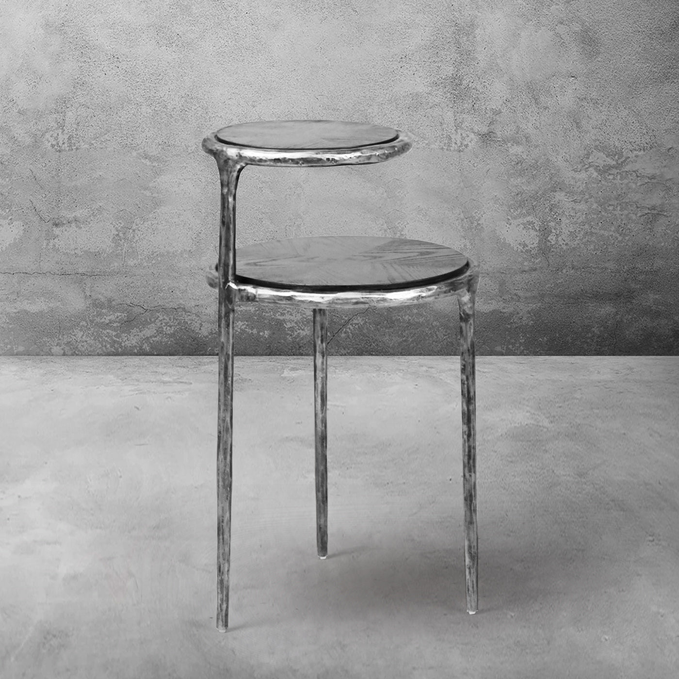Hand-Forged Metal Tiered Accent Table