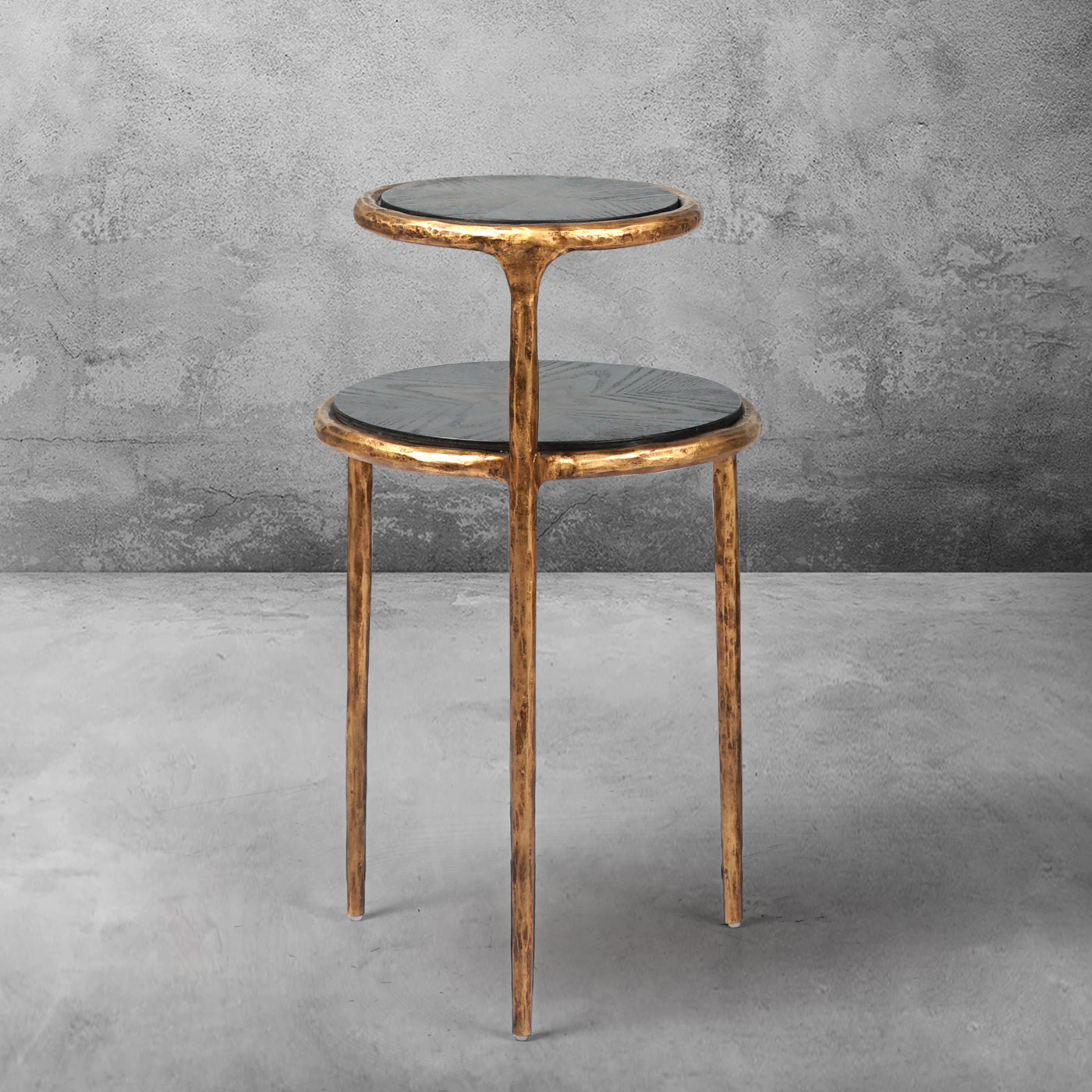 Hand-Forged Metal Tiered Accent Table