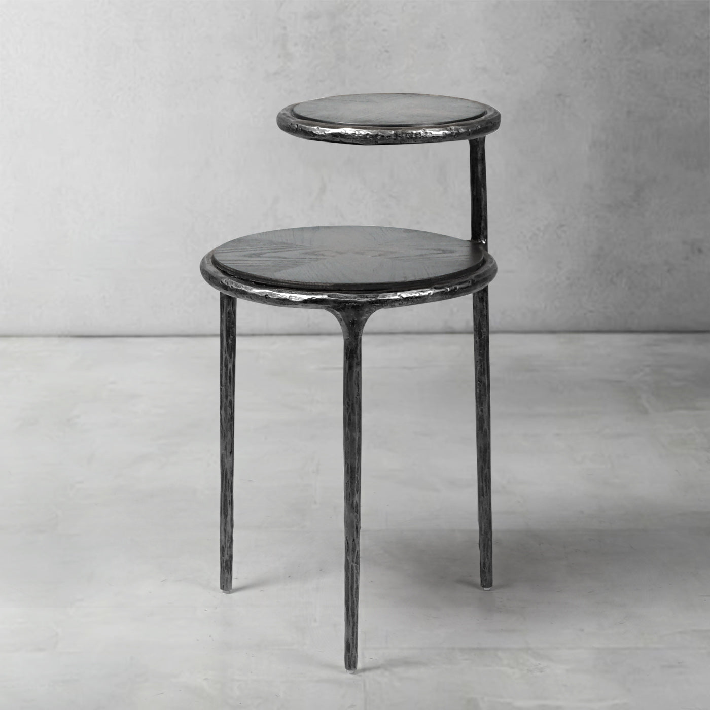 Hand-Forged Metal Tiered Accent Table