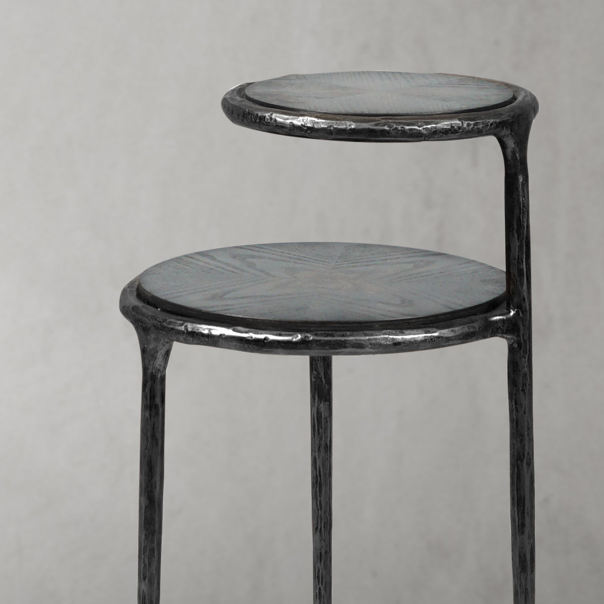 Hand-Forged Metal Tiered Accent Table
