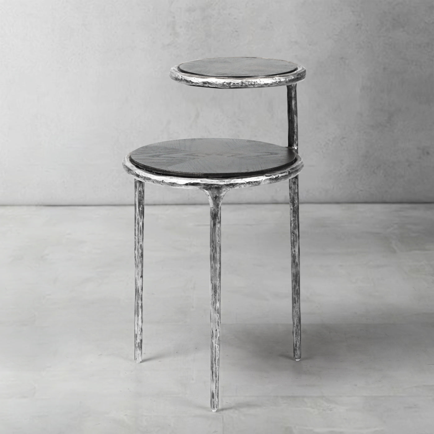 Hand-Forged Metal Tiered Accent Table