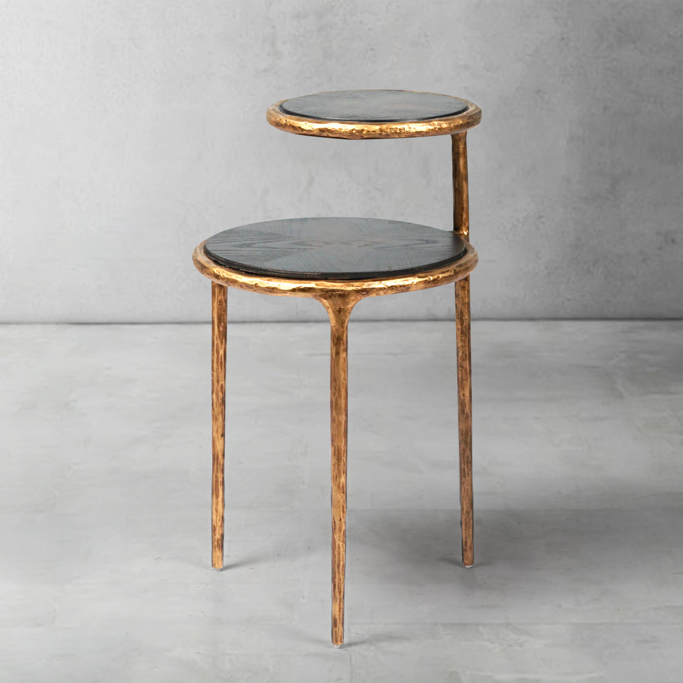 Hand-Forged Metal Tiered Accent Table