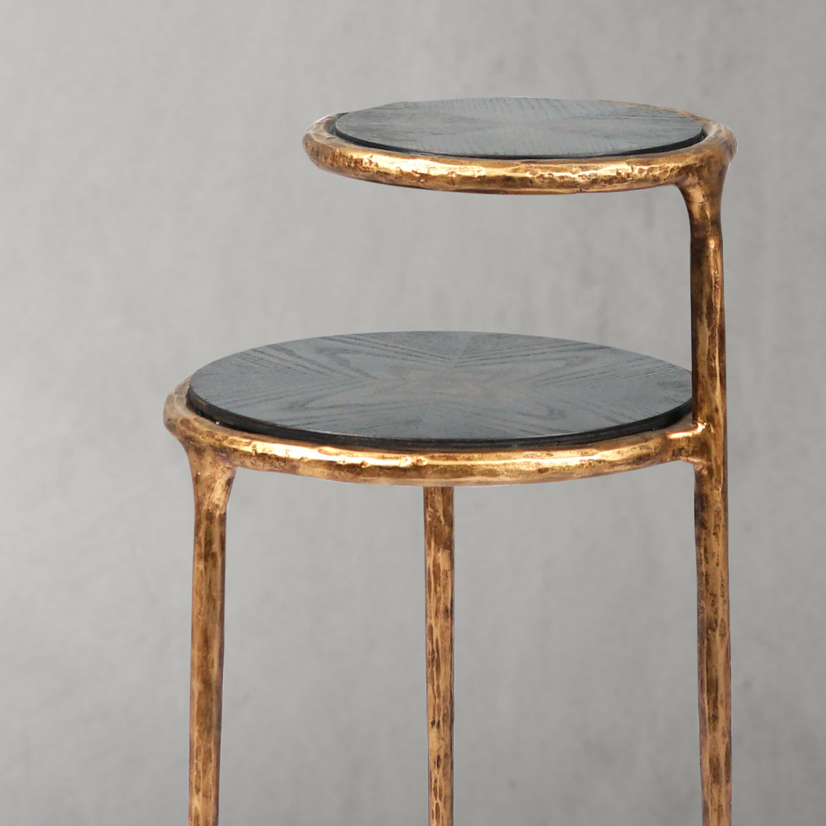 Hand-Forged Metal Tiered Accent Table