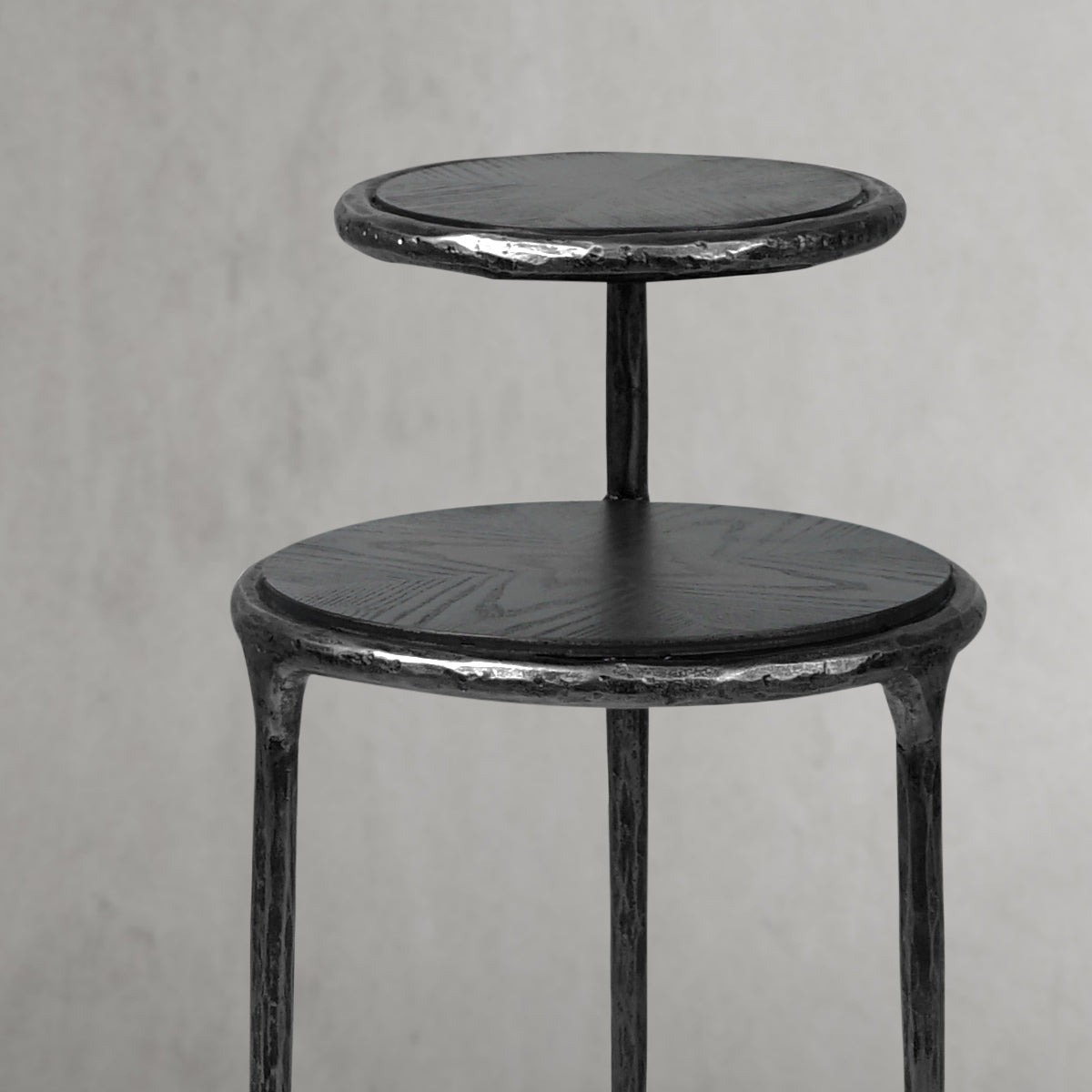 Hand-Forged Metal Tiered Accent Table