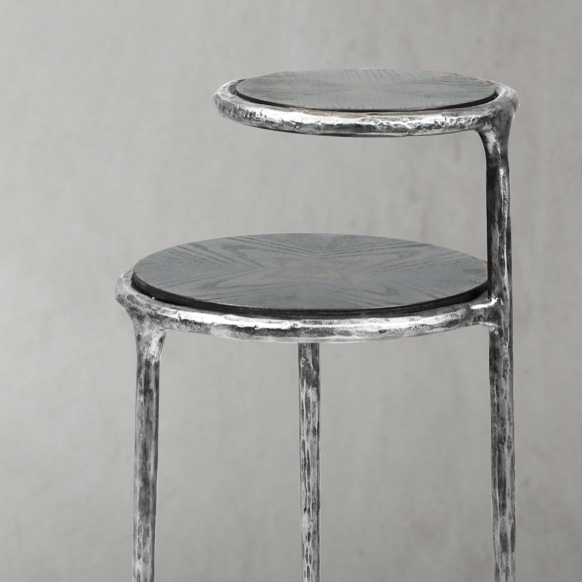 Hand-Forged Metal Tiered Accent Table