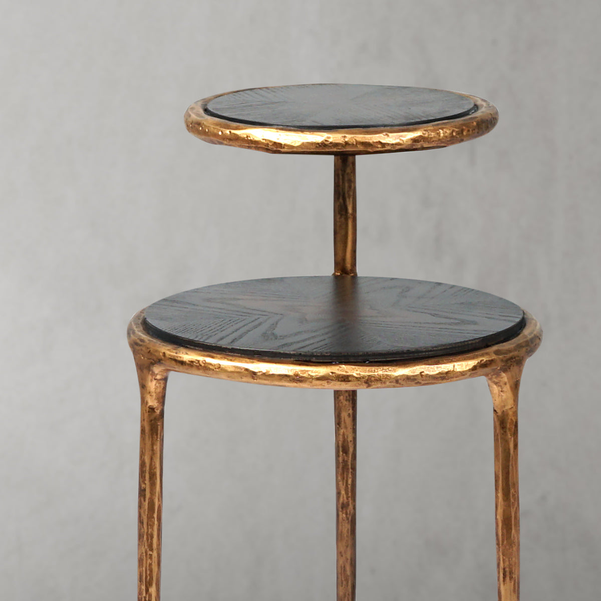 Hand-Forged Metal Tiered Accent Table