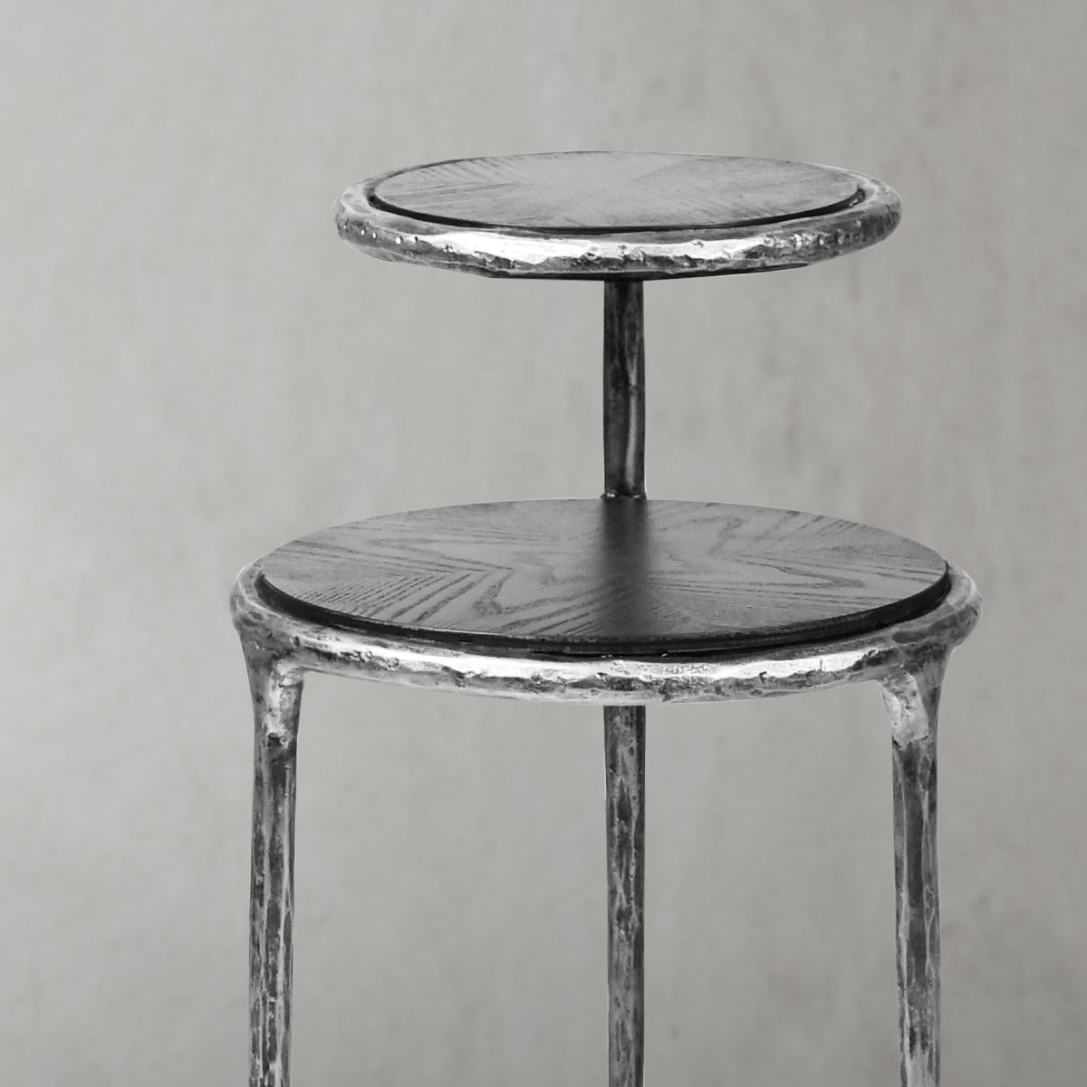 Hand-Forged Metal Tiered Accent Table