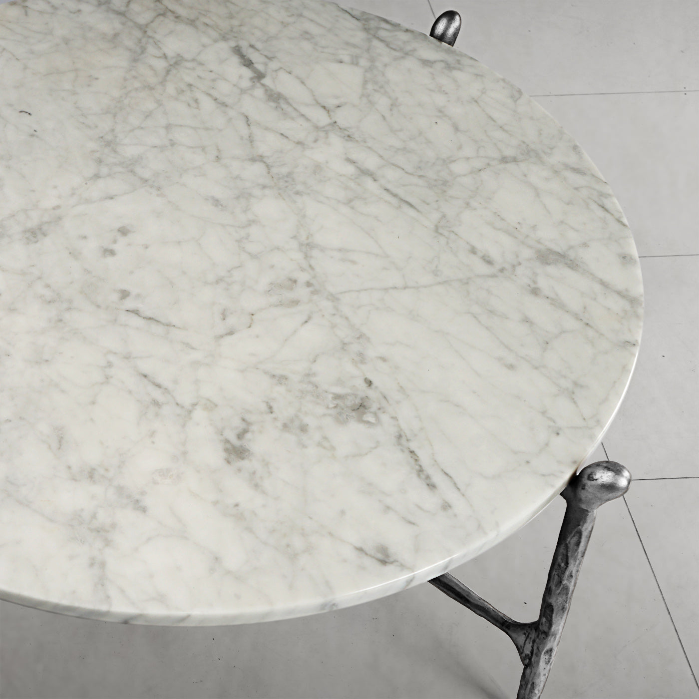 Hand-Forged Metal Round  Horn Marble Coffee Table & Side Table