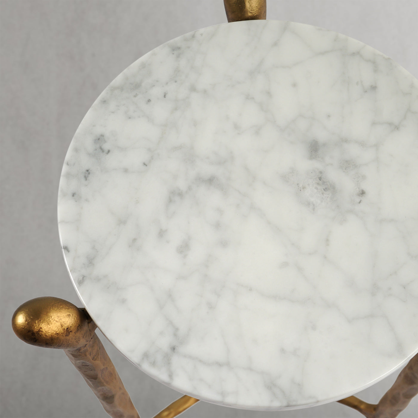 Hand-Forged Metal Round  Horn Marble Coffee Table & Side Table