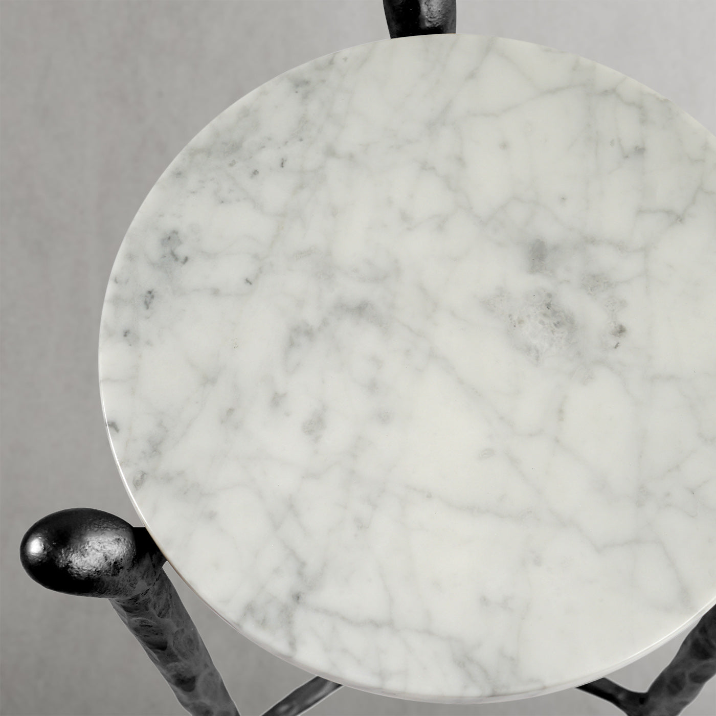 Hand-Forged Metal Round  Horn Marble Coffee Table & Side Table