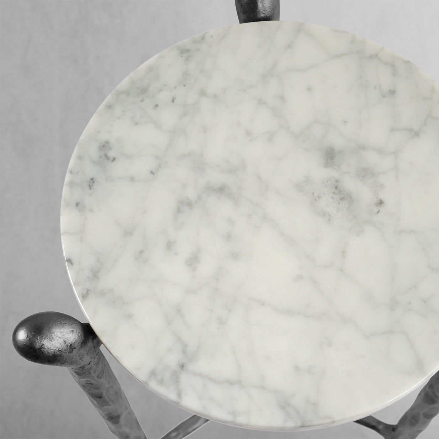 Hand-Forged Metal Round  Horn Marble Coffee Table & Side Table