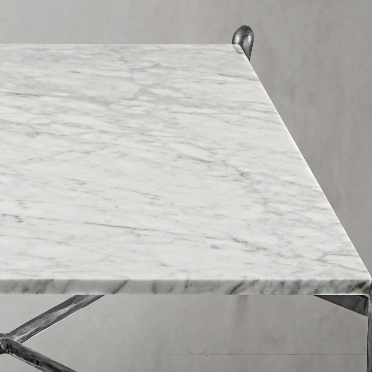 Hand-Forged Metal Square Horn Marble Coffee Table 39" 50"