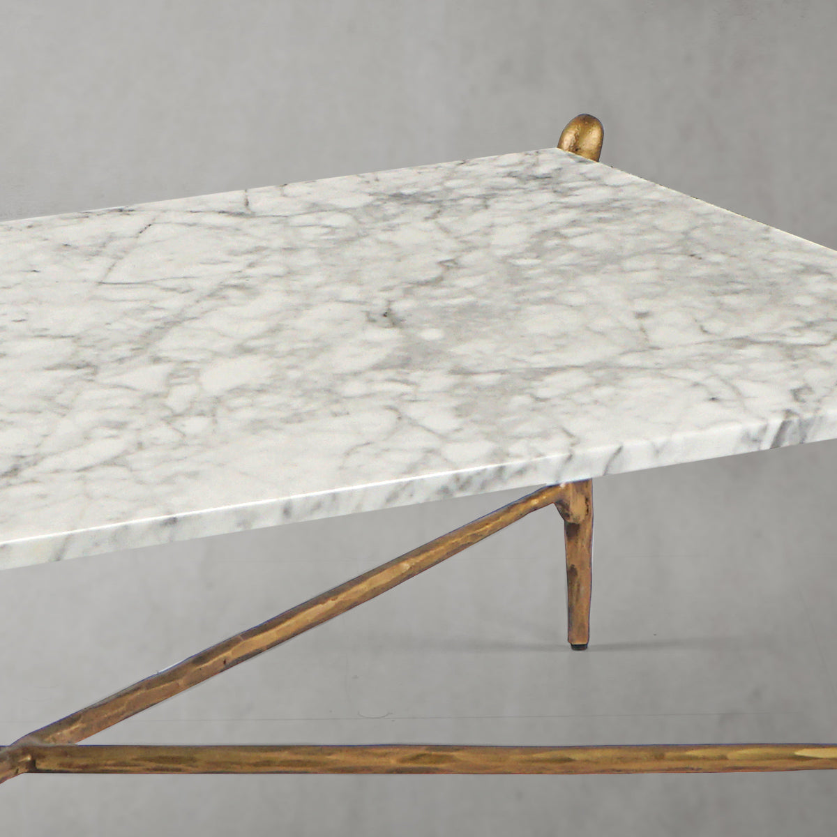 Hand-Forged Metal Square Horn Marble Coffee Table 39" 50"