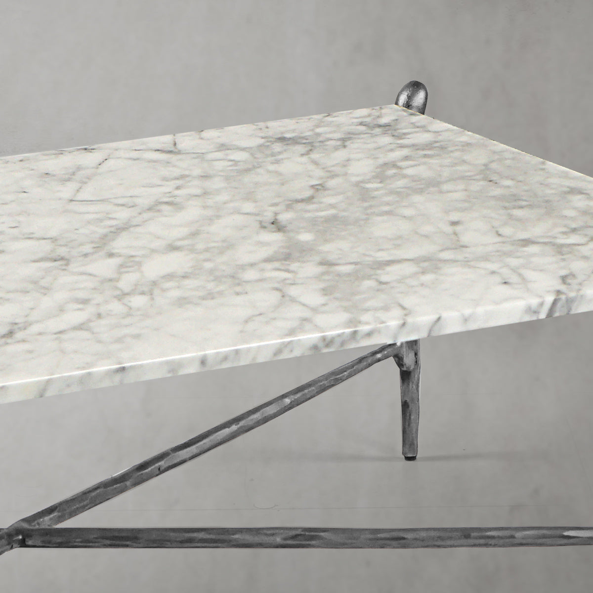 Hand-Forged Metal Square Horn Marble Coffee Table 39" 50"