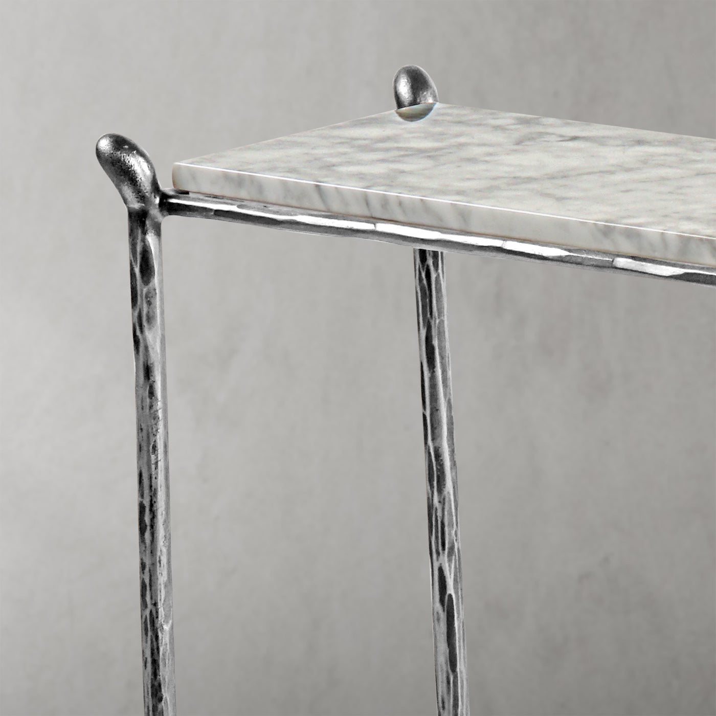 Hand-Forged Metal Rectangle Horn Marble Console Table