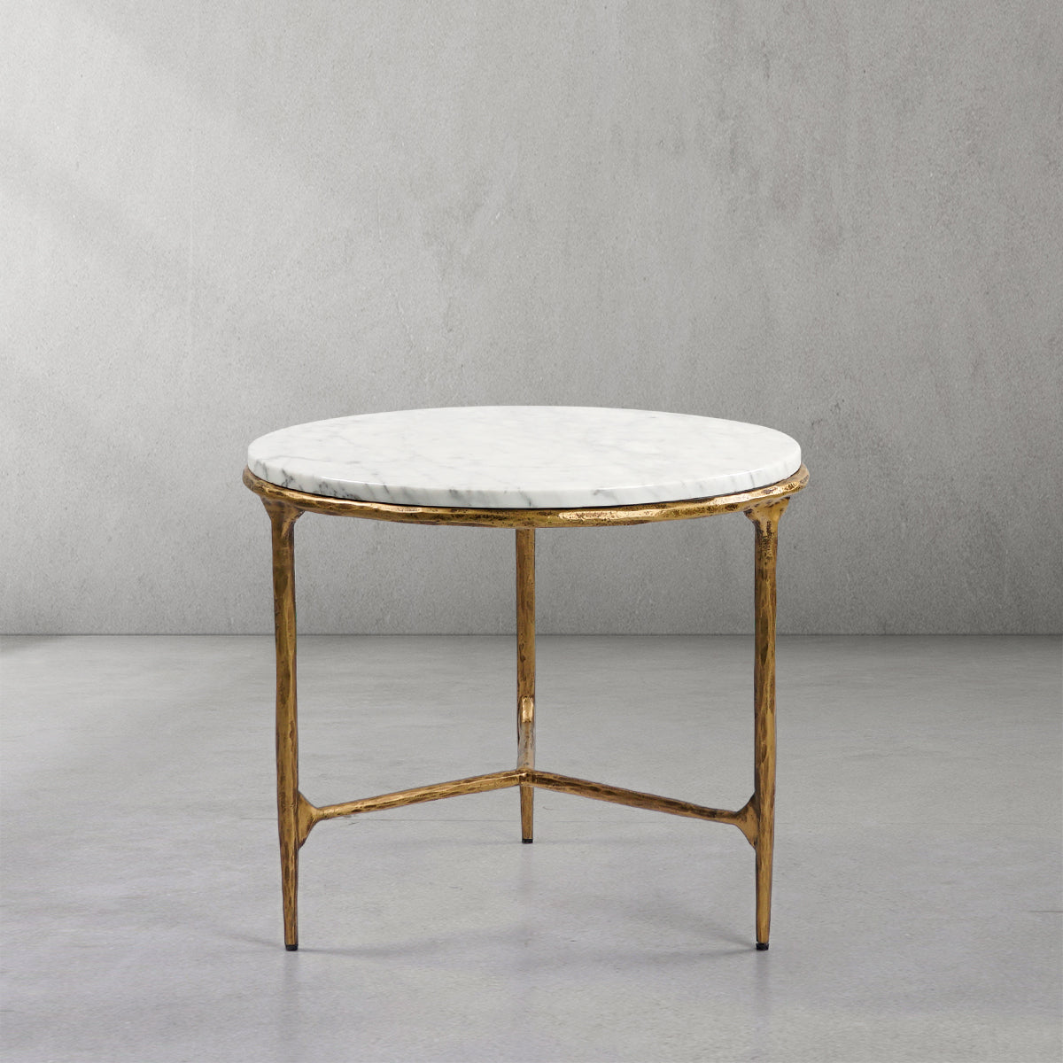 Hand-Forged Metal Marble Round Side Table 3 Leg 24"D