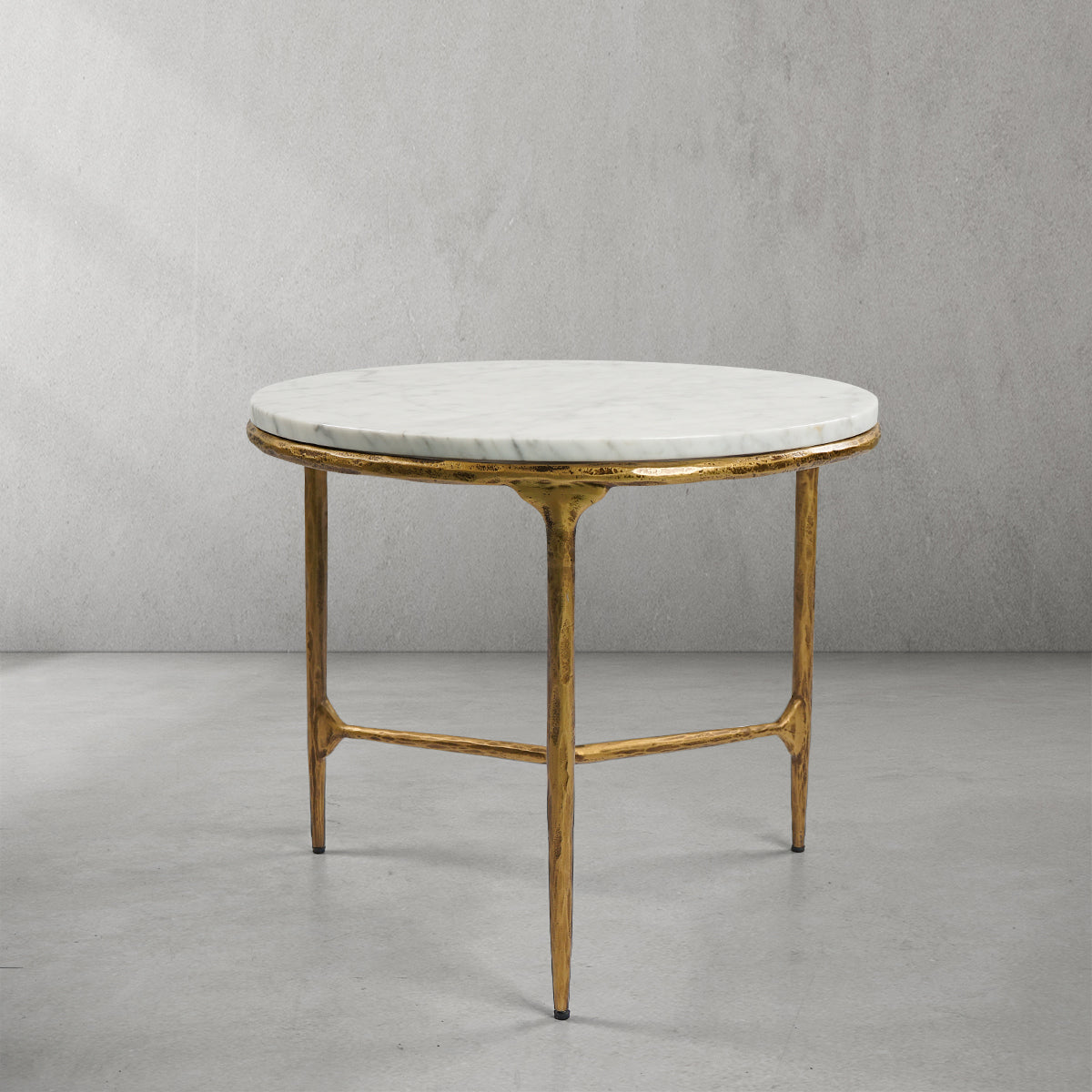 Hand-Forged Metal Marble Round Side Table 3 Leg 24"D