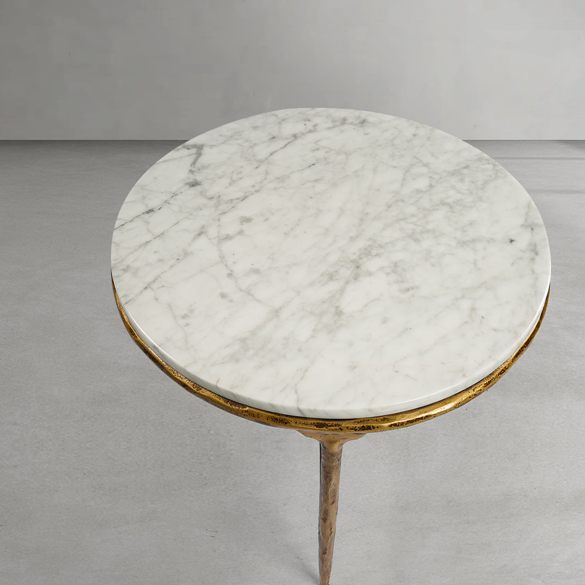 Hand-Forged Metal Marble Round Side Table 3 Leg 24"D