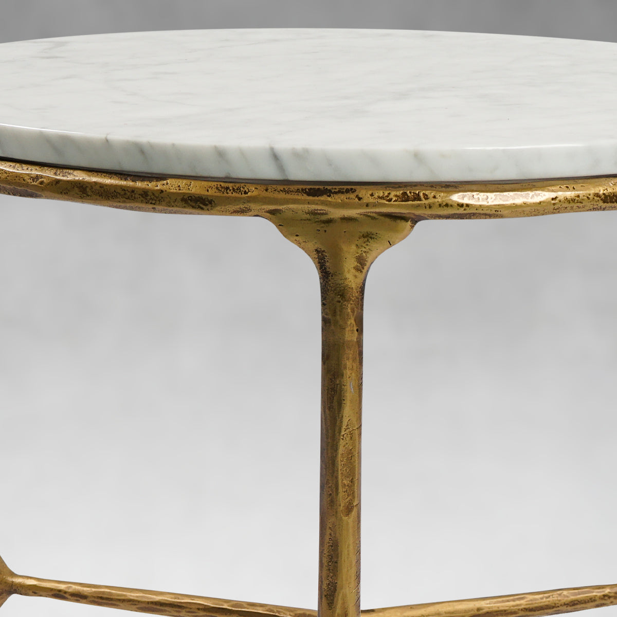 Hand-Forged Metal Marble Round Side Table 3 Leg 24"D