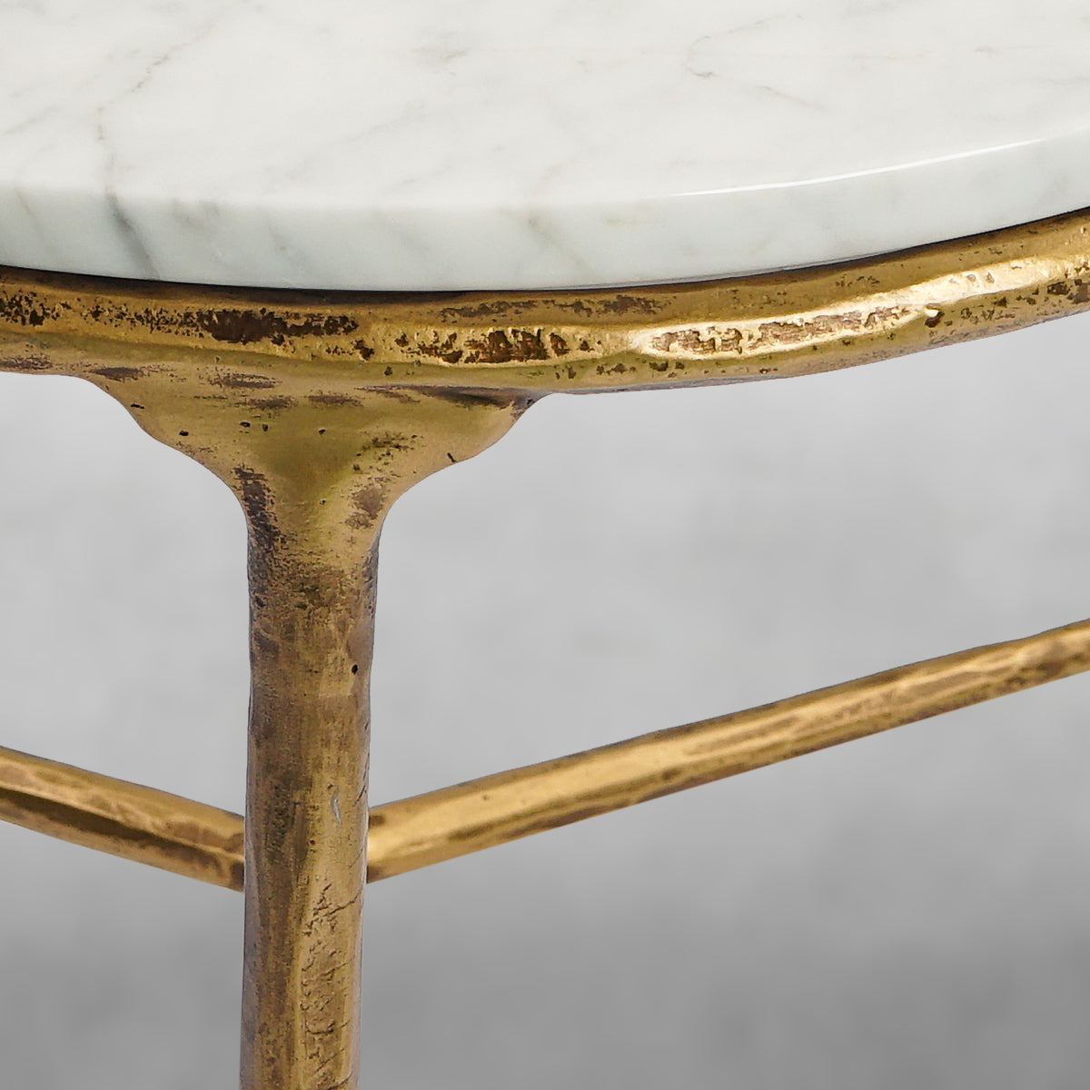 Hand-Forged Metal Marble Round Side Table 3 Leg 24"D