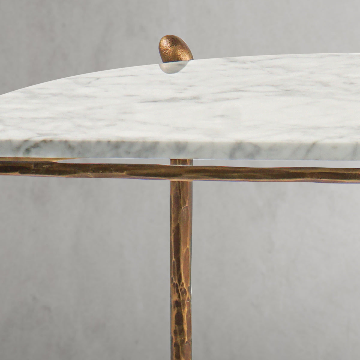 Hand-Forged Metal Horn Semi-Circle Marble Console Table