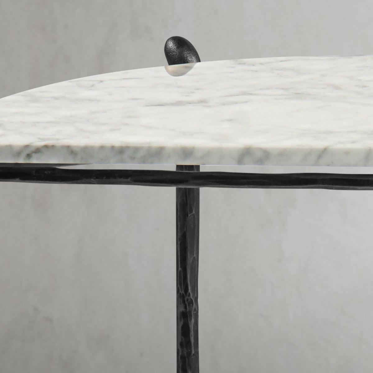 Hand-Forged Metal Horn Semi-Circle Marble Console Table