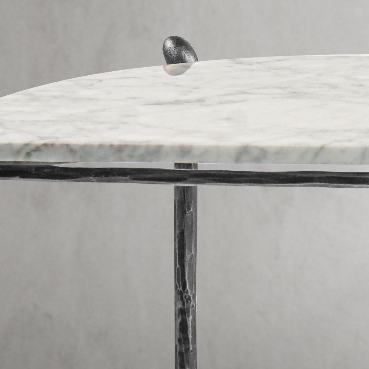 Hand-Forged Metal Horn Semi-Circle Marble Console Table