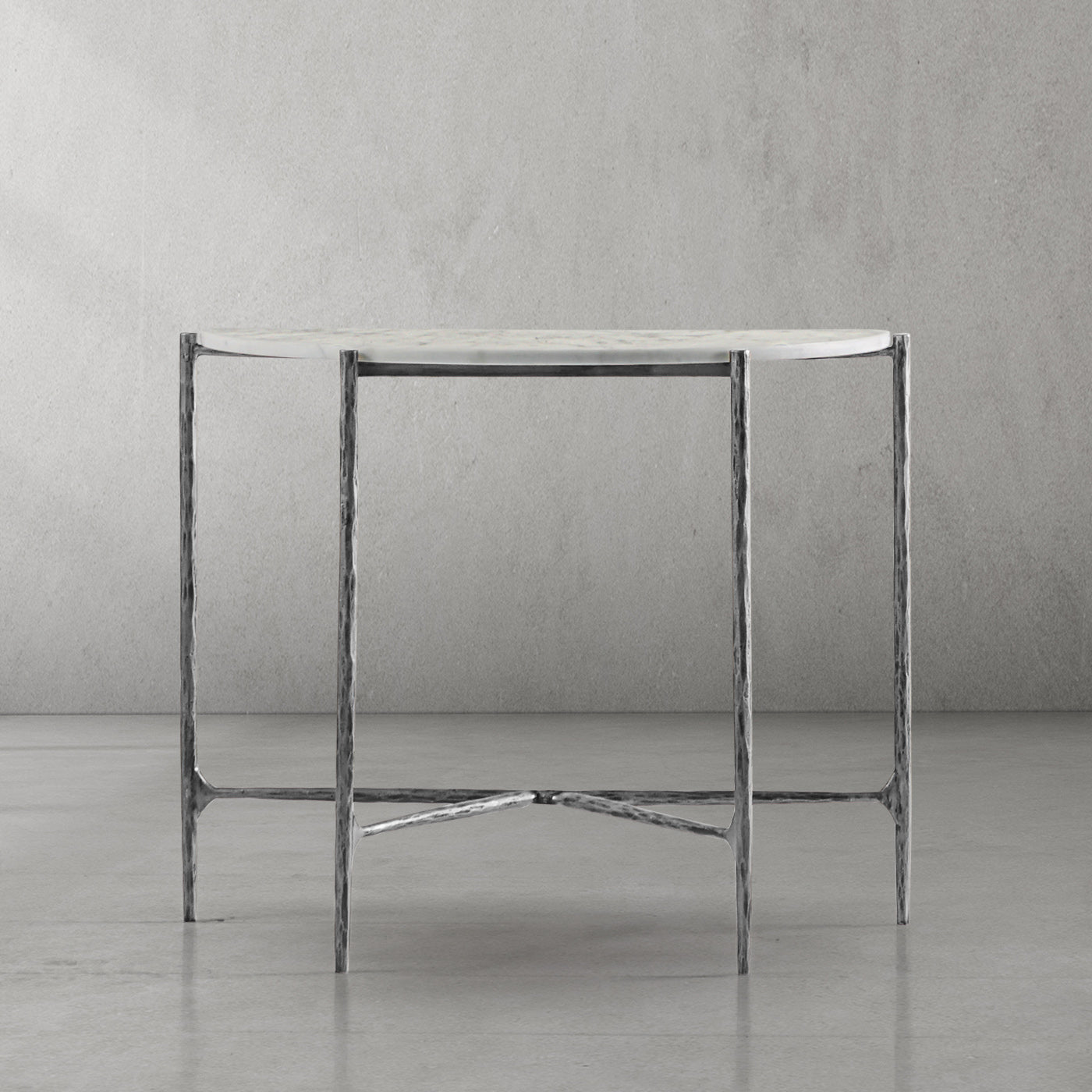 Hand-Forged Metal Semi-circle Console Table
