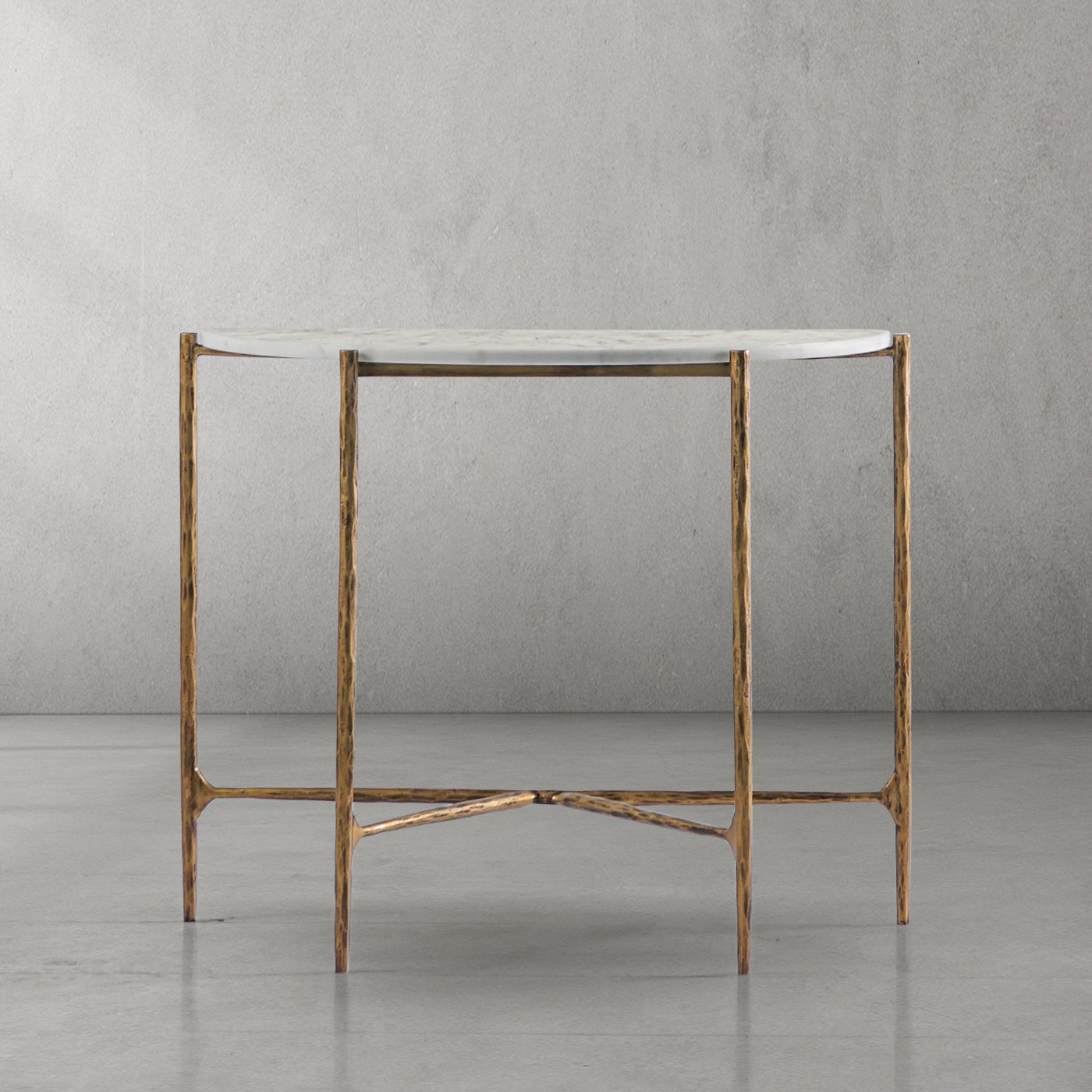 Hand-Forged Metal Semi-circle Console Table