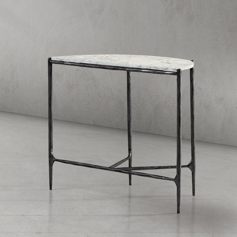 Hand-Forged Metal Semi-circle Console Table