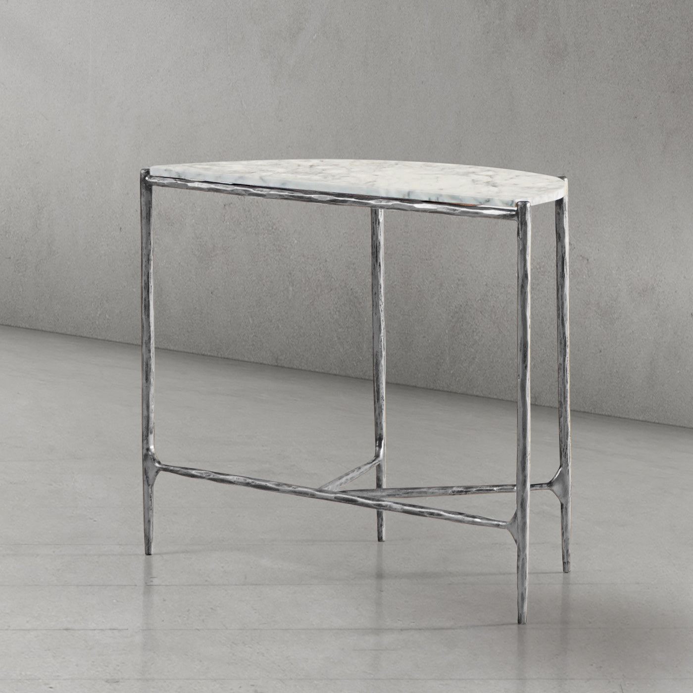 Hand-Forged Metal Semi-circle Console Table