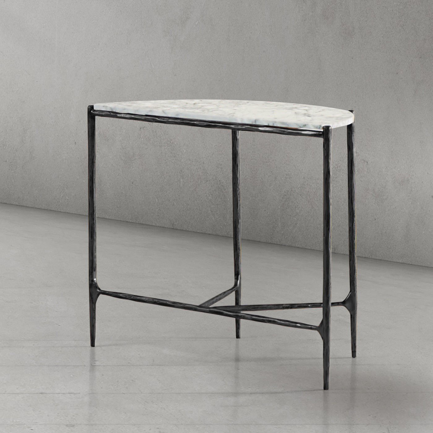 Hand-Forged Metal Semi-circle Console Table