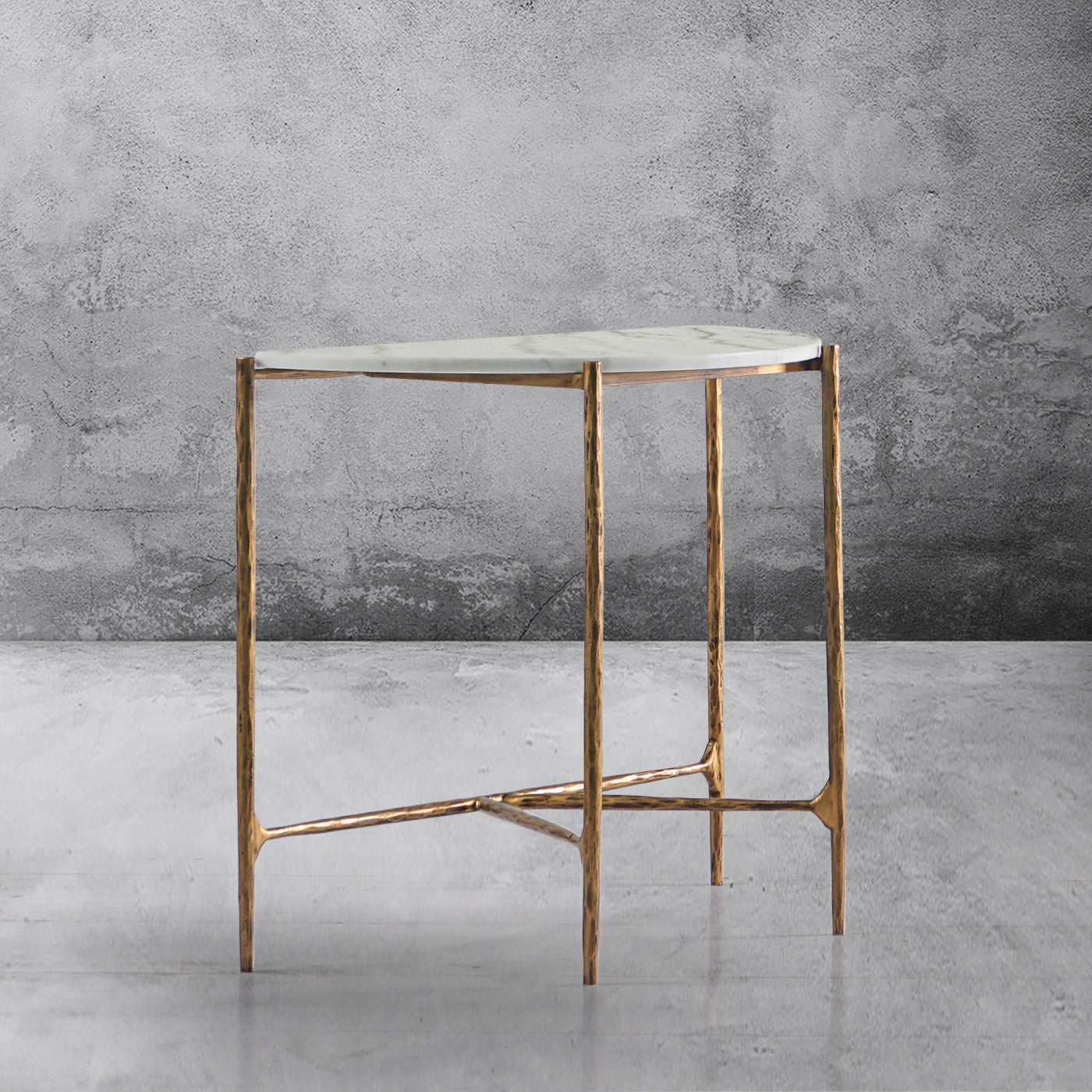 Hand-Forged Metal Semi-circle Console Table
