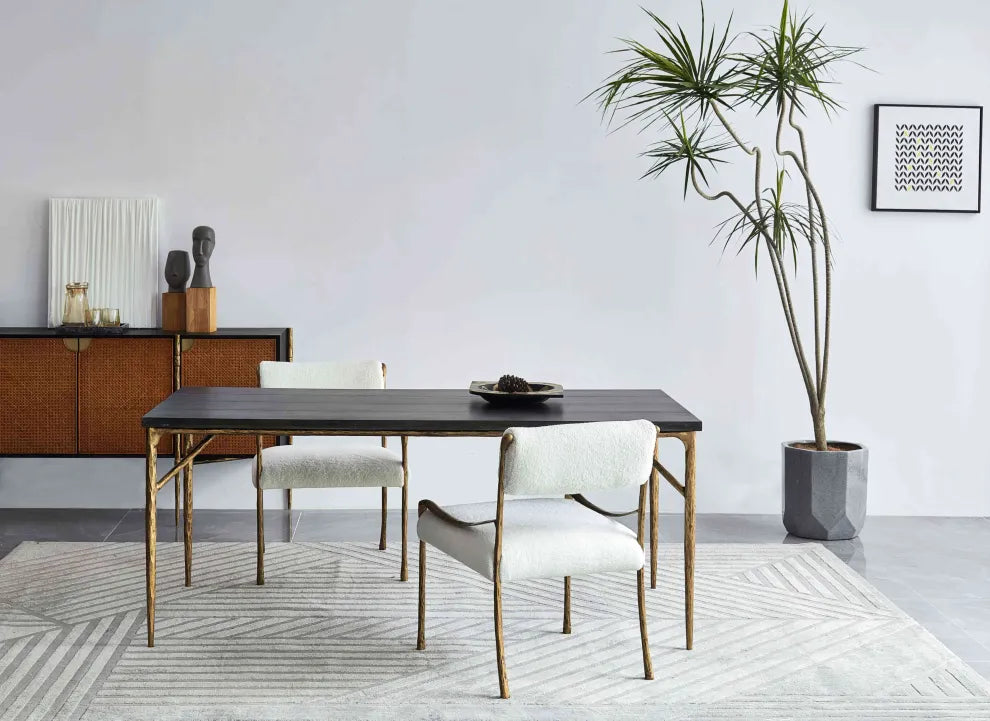 Hand-Forged Metal Frame Rattan Long Side Cabinet