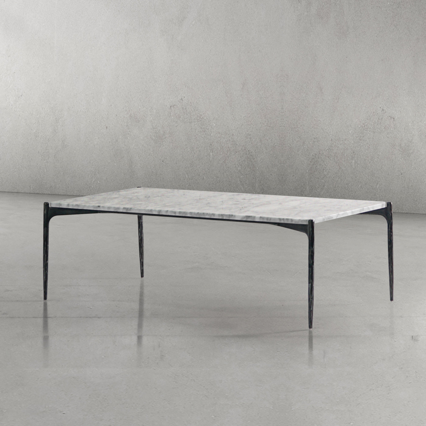 Hand-Forged Metal Rectangle Horn Marble Coffee Table