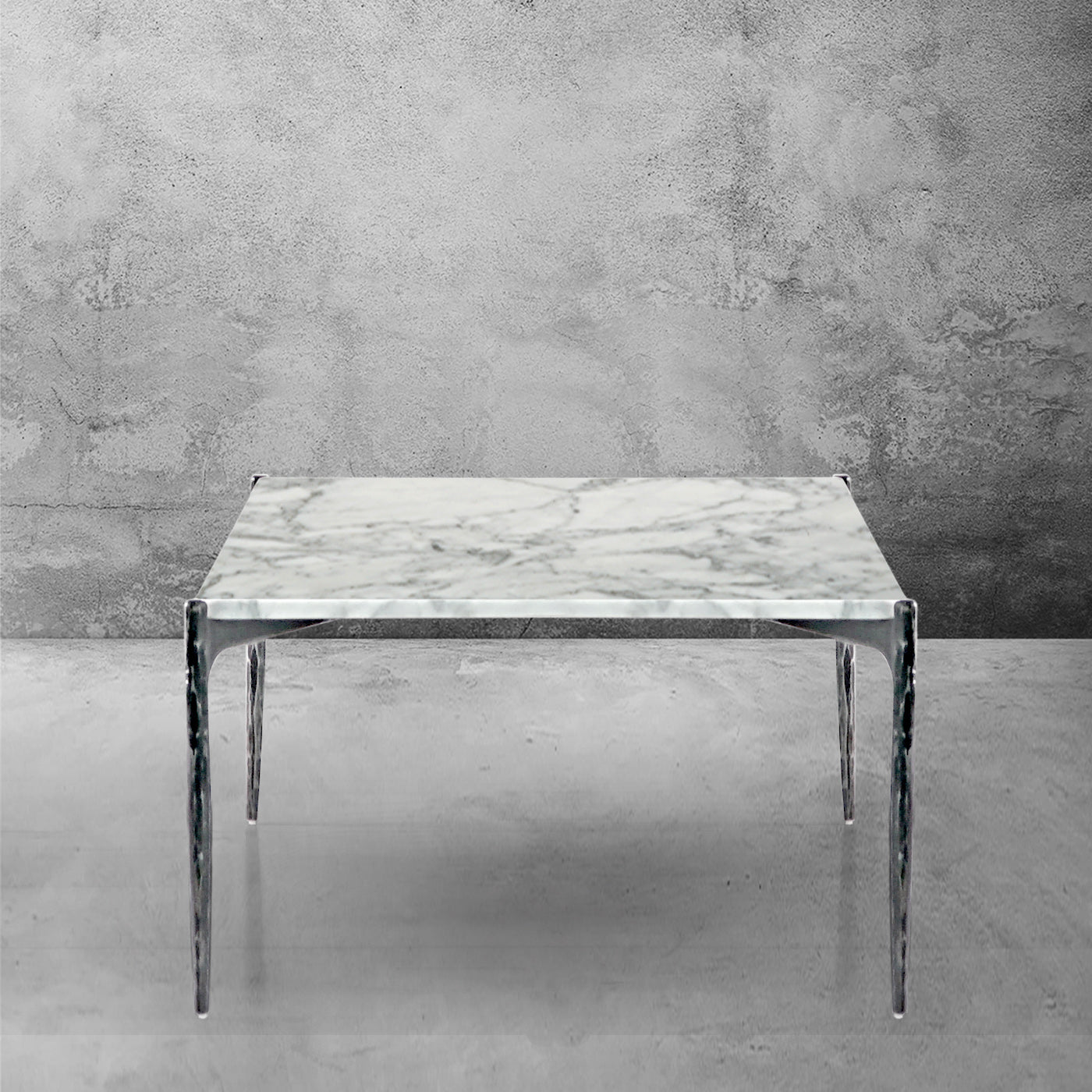 Hand-Forged Metal Rectangle Horn Marble Coffee Table