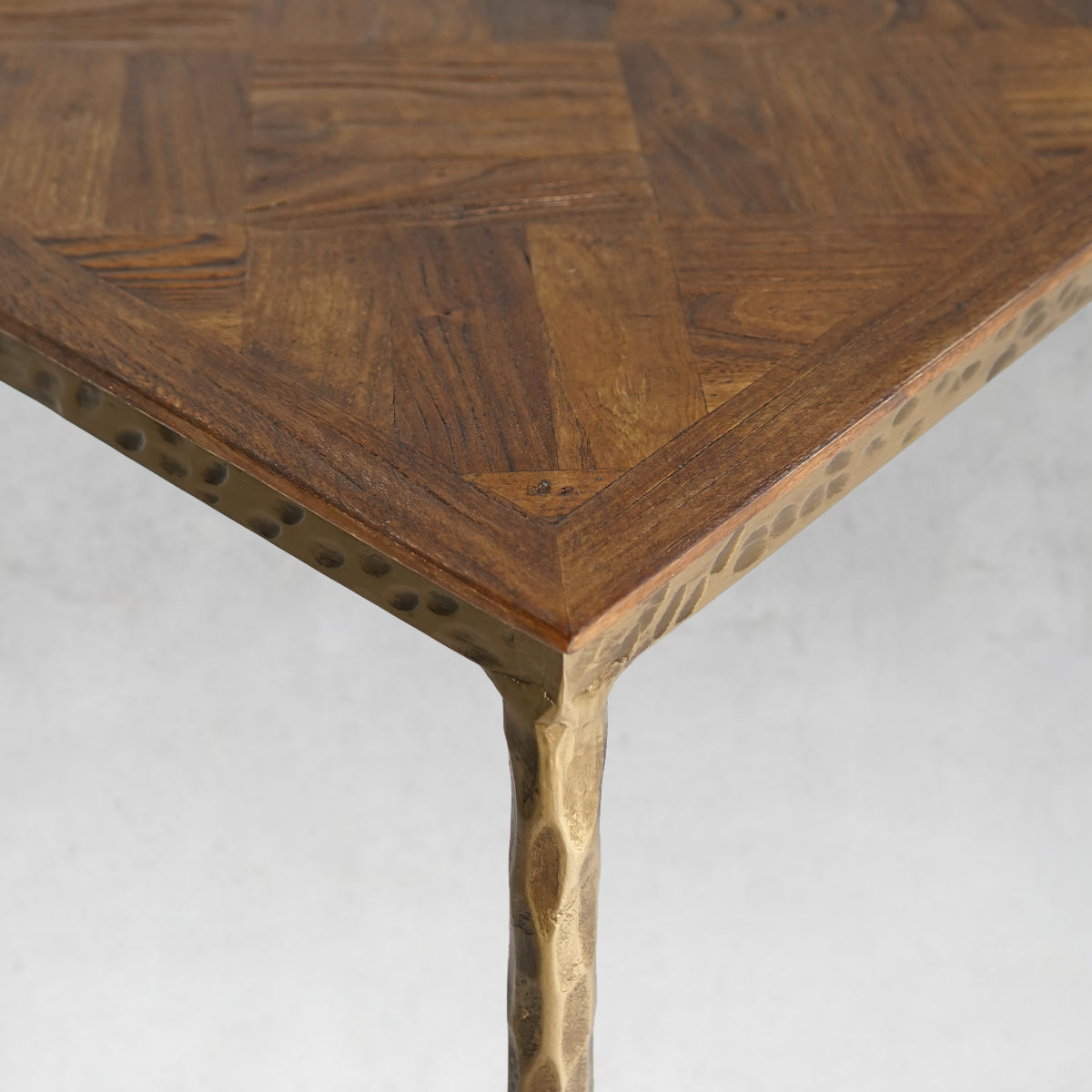 Hand-Forged Metal Frame Elm Wood Console Table